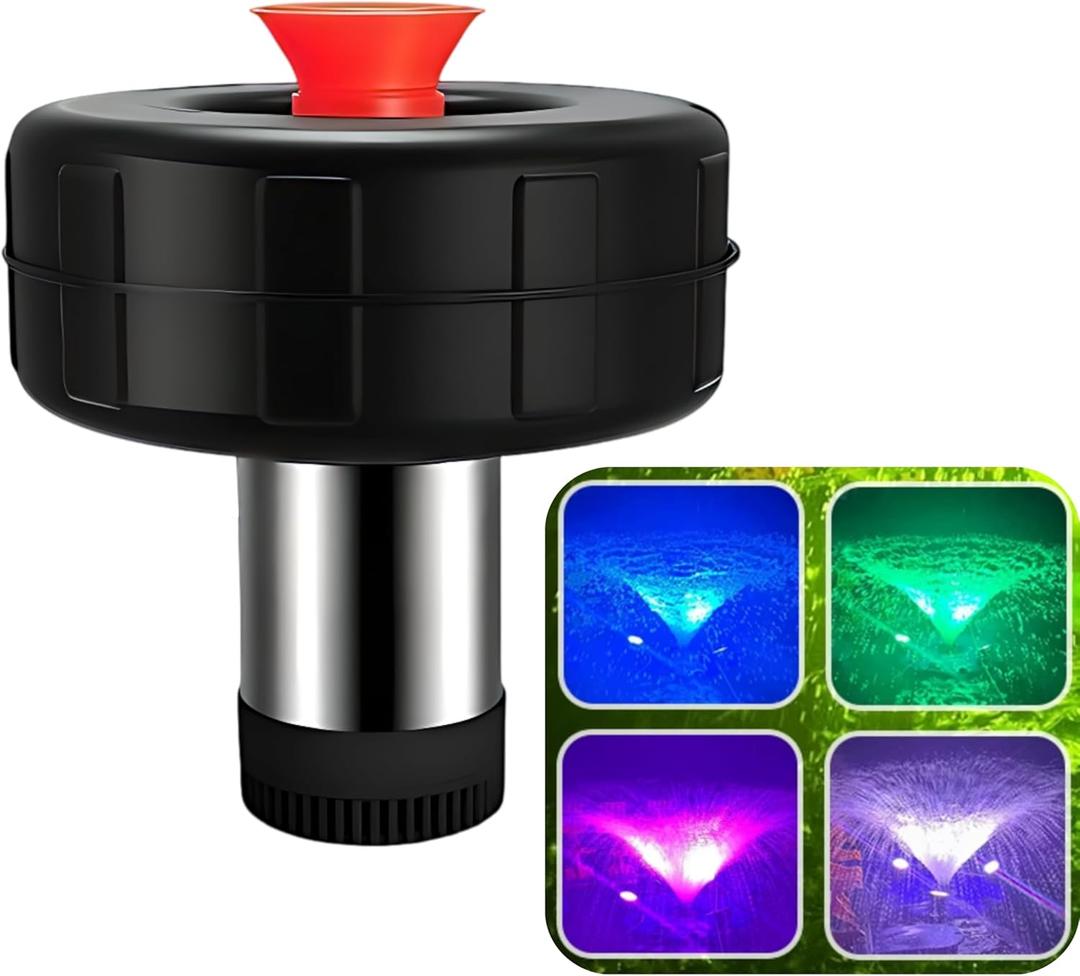 Pond Fountain Aerator Stainless Steel1HP 750W 110V, RGB Colorful Lights with Remote Control. 100 Feet Power Cord, Provides Efficient Aeration Fountain System for Large and Small Ponds. (RGB-1)
