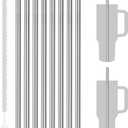 Tomorotec 8-Pack Stainless Steel Straws Fit for 40oz Stanley Tumblers, 12" Metal Straws for Stanley Cup with 1 Brush, Reusable Drinking Straws for Smoothies, Milkshakes, Dishwasher Safe & BPA-Free (Silver)