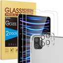 2+2 Pack SPARIN Screen Protector for iPad Pro 12.9 (2022/2021/2020) + Camera Lens Protector, Tempered Glass for iPad Pro 12.9 inch 6th/5th/4th Generation, Support Apple Pencil & Case Friendly
