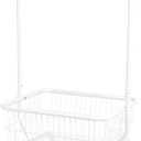 Amazon Basics Rectangular Laundry Hamper Basket Butler Cart with Wheels and Hanging Rack, Sturdy Metal, 71.1 inches Height, White