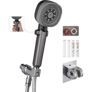 Handheld Shower Head with 79in Hose,High Pressure Filtered Shower Head with ON/OFF Switch for Water Saving&Low Reach No Drilling Wall Mount Shower Holder