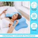 Hahafelt Cooling Cervical Neck Pillowcase Cover (Only Pillow Case) Ergonomic Pillowcase with Zipper Breathable Contour Pillow Cover for Side Back Stomach Sleepers(Blue, Queen Size)