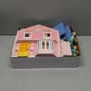 Giant bean Exquisite Pink Wooden Dollhouse for Girls with 2 Dolls and 12pcs Wooden Furniture,Foldable and Portable Pretend Play House Set with Handle, Christmas Birthday Gift for Girls Kids Age 3+