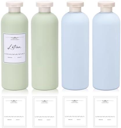 UMETASS 13.5 oz Plastic Travel Shampoo Bottles, Refillable Flip Cap Squeeze Bottles for Toiletries, Large Leakage-proof Travel Shampoo and Conditioner Container (Blue and Green)