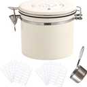 Stainless Steel Coffee Canister, 40 fl oz, Airtight Lid with CO2 Valve, Perfect for Bean, Ground & Tea Storage - Coffee Lovers Essential