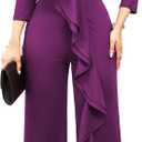 sexycherry Formal Jumpsuit for Women Dressy Elegant Long Straight Pants Jumpsuits for Party Club with Zipper (XX-Large, Purple/Off Shoulder)