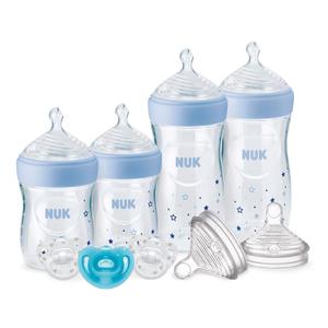 NUK Simply Natural Baby Bottles with SafeTemp Gift Set - Includes 4 Bottles (9 Pack, Blue)