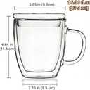 Insulated Espresso Cups - 16 oz Double Wall Glass Mugs With Handle and Lid - Cold & Heat Resistant - Perfect for Coffee, Tea, Milk, Wine