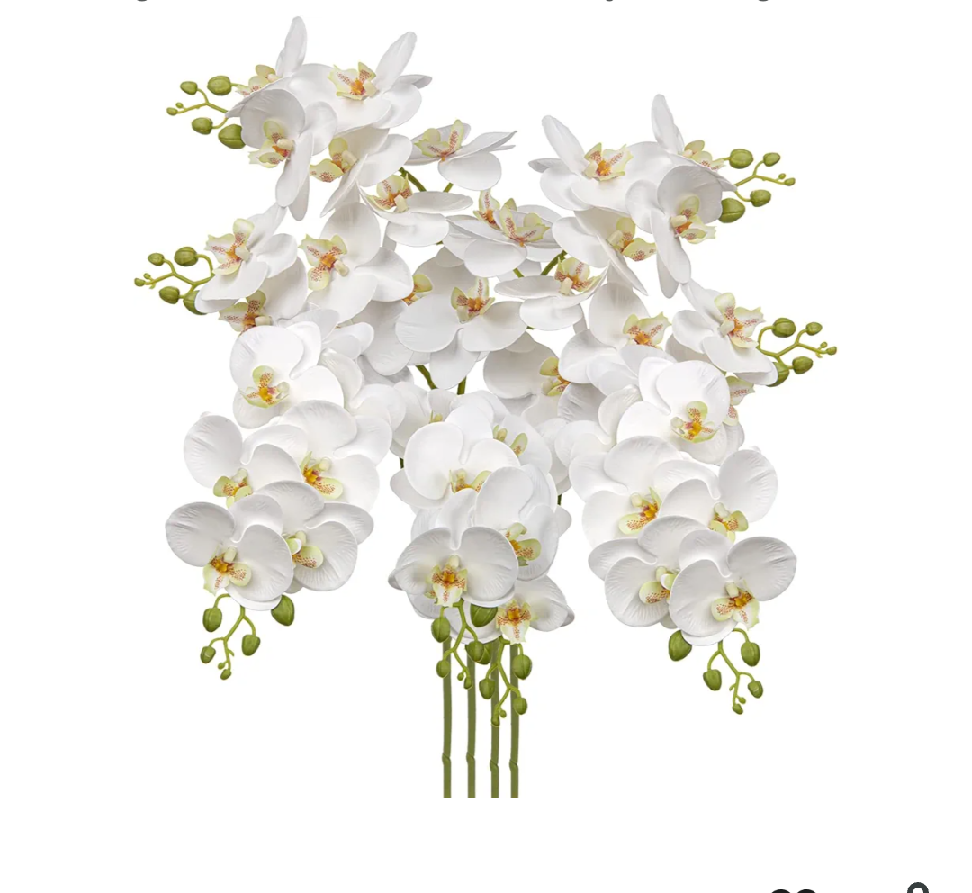 30 Inch White Orchids Artificial Flowers Real Touch Phalaenopsis Spray Artificial Orchid Stems with 12 Orchid Flowers Fake Phalaenopsis Tall Faux Flowers Arrangement for Home Decor Party Wedding Decor