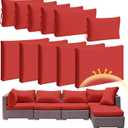 Patelai 11 Pcs Waterproof Patio Cushion Covers for Outdoor Sectional Furniture Wicker Rattan Patio Sofa Couch Chair Seat Pillow Slipcovers, 3 Sizes Covers Only (25.4 x 25.4X 3.54,Red)