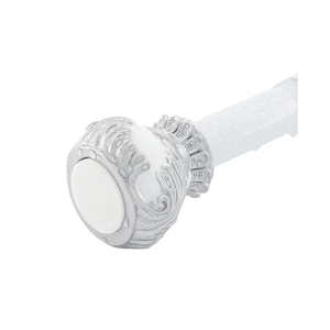 Shower Curtain Rods,1 Inch Adjustable Curtain Rod, Spring Tesion White Leaf Vintage Decorative Shower Curtain Rod, Anti-Slip Telescoping Curtain Rod for Bathroom Window Living Room (27in-86in)