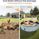 Chicken Dust Bath Tub, 31.5'' D * 7.9'' H Chicken Dust Bath Container with 16 Ground Stakes, Foldable Design, Tough PVC, Dust Bath for Chicks, Chicken House Cleaner Container, Chicken Coop Accessories