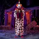 JOYIN 67" Halloween Animatronic Clown with Pop-Up Box, Halloween Decor Outdoor Motion Activated Jump Scare Prop, Glowing LED Eyes Creepy Sound, Scary Haunted House Props for Garden Yard Lawn Party