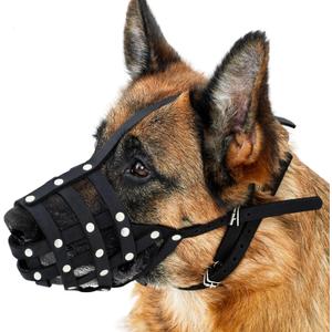 CollarDirect Dog Muzzle German Shepherd Dalmatian Doberman Setter Leather Basket Medium Large Breeds (Black, Large)
