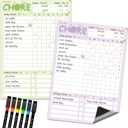 Magnetic Dry Erase Chore Chart - 8.5"x12" Behavior Responsibility Chore Board for Kids, Teenagers - 6 Extra Fine Point Markers Included - Shipped Flat 2 Pcs