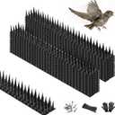 Bird Spikes, 30 Pack, 41.9 FT Total Coverage, Outdoor Bird Deterrent for Pigeons and Small Birds, Helps Keep Cats and Squirrels Away, Plastic Spikes for Fences, Railings and Roofs, Black