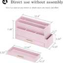 Wisuse Bamboo Desk Mail Organizer with Drawer,Wooden File Bill Sorter Storage Box for Desktop, Letter Countertop Holder for Home,Office,School Organization,Tabletop Accessories Supplies (Pink)