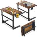 23.3 Inch Folding Desk that Comes Fully Assembled, a Large TV Tray Table for Eating on the Couch with a Cup Holder, Rustic Brown