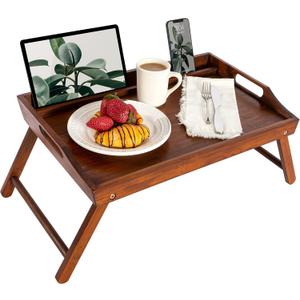 ROSSIE HOME Bamboo Bed Tray with Phone Holder, Extra Large Lap Desk for Laptops up to 17.3 Inches Java Style No. 78112