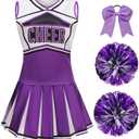 GRAJTCIN Cheerleader Costume for Women Cheerleading Outfit School Cheer Uniform Adult Halloween Party Dress up (Medium, Purple)