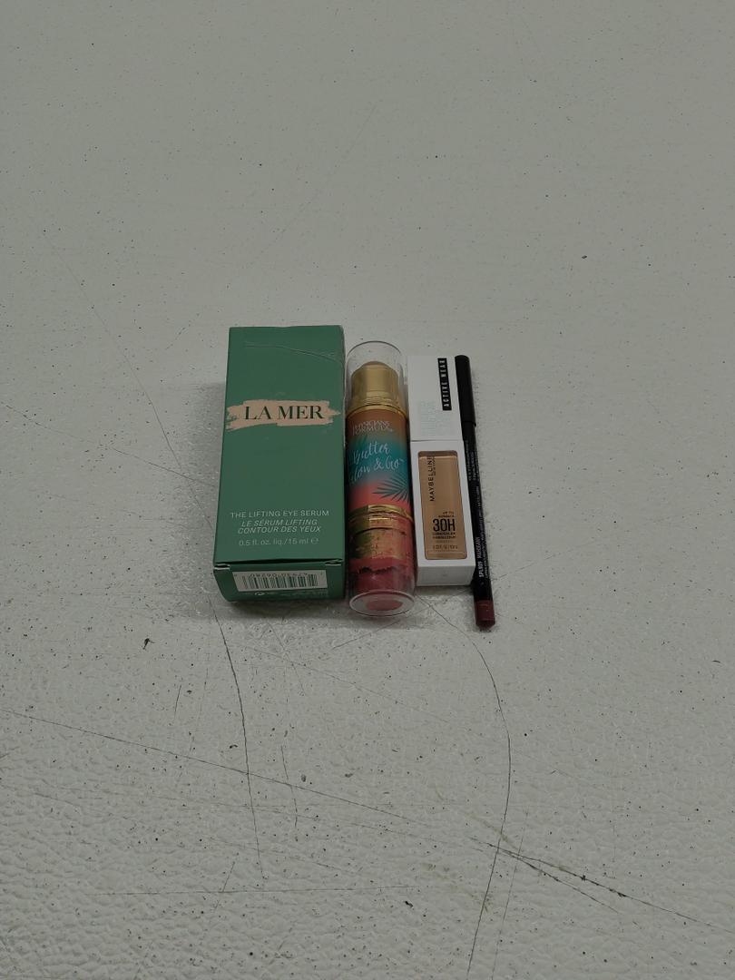 La Mer The Lifting Eye Serum By La Mer for Unisex; Physicians Formula Butter Glow & Go Multiuse Stick; NYX PROFESSIONAL MAKEUP Slim Lip Pencil; Maybelline Super Stay Liquid Concealer Makeup