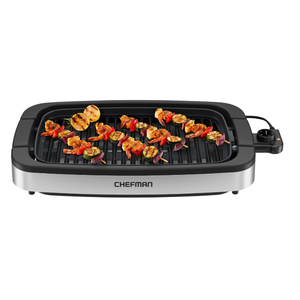 Chefman Smokeless Indoor Electric Grill w/ Adjustable Temperature Control, Table Top BBQ - Stainless Steel