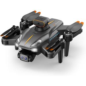 Remote Control Drone with 8K Dual Cameras Obstacle Avoidance Brushless Motor Auto Return Kids Adults Beginner Foldable 2.4GHz RC Quadcopter Toy (Black)