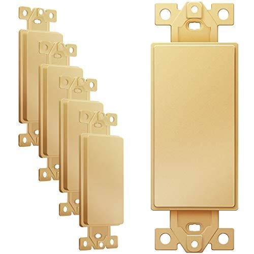 ENERLITES Blank Adapter Insert for Decorator Wall Plates, Unbreakable Polycarbonate Thermoplastic, ETL Listed, 6001-GD-5PCS, Gold, 1 Piece