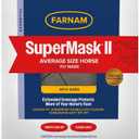 Farnam SuperMask II horse fly mask with ears, extended coverage, protects eyes from insects and debris, adjustable throat latch