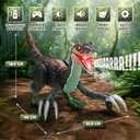 Remote Control Dinosaur Toy for Kids - RC Dinosaur - Walking Velociraptor Toy with Mist Spray, Lights & Roar - Birthday Gift Ideas for Boys and Girls 3-5 5-7 8-12 Year Old