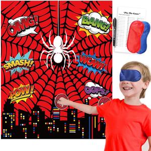 Spider Birthday Party Games for Kids Pin the Head on Spider Games, Spider Theme Party Favors Supplies Decorations - 27 Stickers