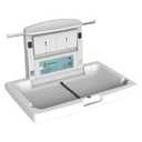 Baby Changing Station Wall Mounted, Fold Down Commercial Horizontal Baby Changing Table with Safety Strap, Storage Box, Hanging Rod, Horizontal-X1001