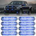 8-Pcs 12 LED Sync Feature Emergency Strobe Grille Lights Ultra Slim Surface Mount Hazard Warning Flashing Light Bar for Firefighter/Construction/Police/Trucks/Vehicles/Car/SUV (Blue) (#06 Blue)