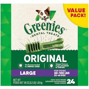 Greenies Original Large Dental Dog Treats, 36 oz. Pack (24 Treats)