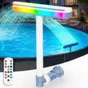 Upgraded Pool Fountain with Remote - 2025 Adjustable Waterfall Pool Sprinkler Fountains with Lights, Spray Water Fountains for Above Ground and Inground Pool for Cooling, White