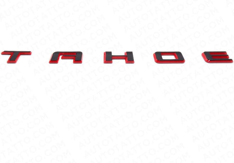 1Pc 2021+Tahoe Liftgate Nameplate 3D Badge Letter Logo Emblem RST Replacement for Tahoe (Black Red)