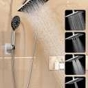 Veken High Pressure Rain Shower Head with Multi-Functions, Square Rainfall Shower Heads with 5-Mode Handheld Spray Combo, Detachable Hand Held Showerhead with Hose, Double Regaderas Para, Chrome