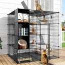 DWVO Large Cat Cage with Storage Cube, 4 Tiers DIY Indoor Cat Enclosures Metal Cat Playpen Catio with Large Hammock for 1-4 Cats, Black