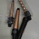 5 in 1 Curling Wand Set: Ohuhu Curling Iron Wand 5Pcs 0.35 to 1.25 Inch Interchangeable Ceramic Barrel Heat Protective Glove 2 Clips Dual Voltage Hair Curler Women Rose Gold