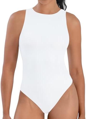 Sunzel Women's Tummy Control Bodysuit, Sleeveless Sexy Tank Tops Sharp Leotard Shapewear Clothing Size XS