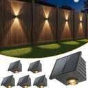 VOLISUN Solar Fence Lights 6 Pack, Color Glow LED Up and Down Wall Lamp, IP65 Waterproof Solar Lights Outdoor for Patio, Backyard, Railing, Deck, Fence and Wall2 Lenses