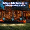 Halloween Decorations Ghost Solar Lanterns - 7.8" x 4.7" Solar Light Outdoor with Handle, Outside Hanging Halloween Lanterns for Garden, Cool Gifts for Women, Friends and Sister