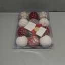 12PCS Burlap Christmas Ornaments, Rustic Jute Wrapped Balls 3.15", Snowflake Embroidered & Plaid Pattern Farmhouse Ornaments for Christmas Tree