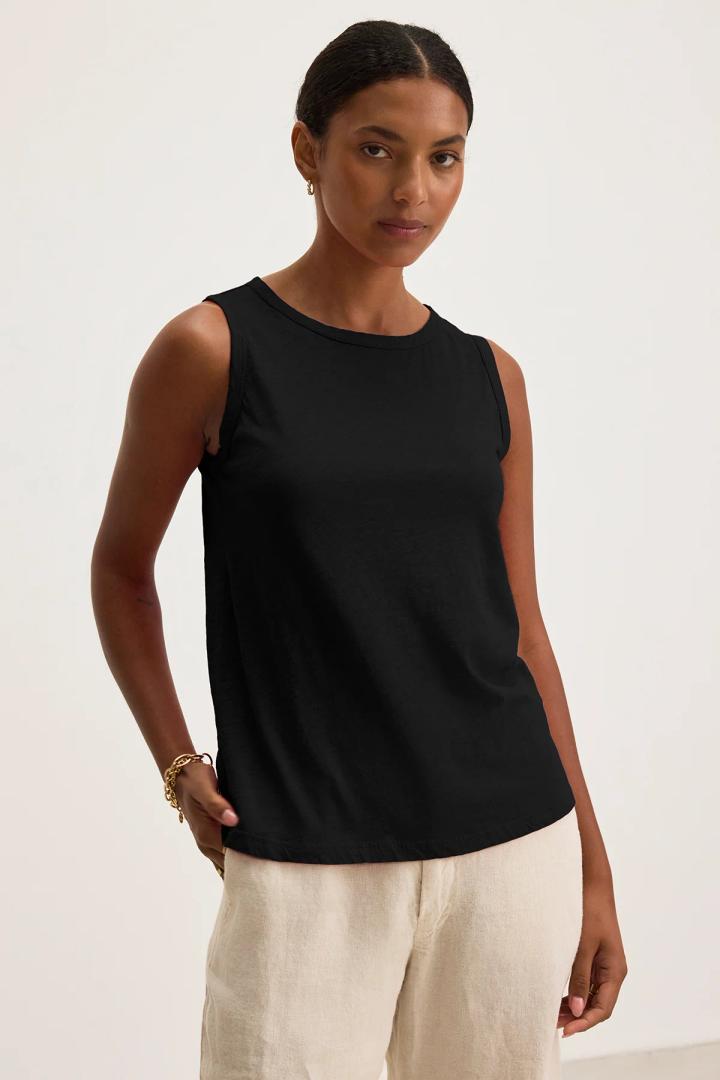 ATHMILE Velvet by Graham & Spencer Women's Taurus Cotton Slub Sleeveless Top L