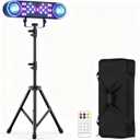 80W Dj Lights with Stand,7 in 1 Party Light Dj Disco Lights Sound Activated DMX Wireless Control with Rotating Ball,Strobe,UV,Colorful Effect for Stage KTV Band Wedding with Carry Bag (Black, 1)