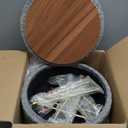 Cpintltr Modern Velvet Foot Rest Stool Upholstered Round Storage Ottomans Multipurpose Dressing Stools Luxury Home Decor Ottoman Coffee Table Top Cover Footstool with Metal Legs for Couch Light Grey