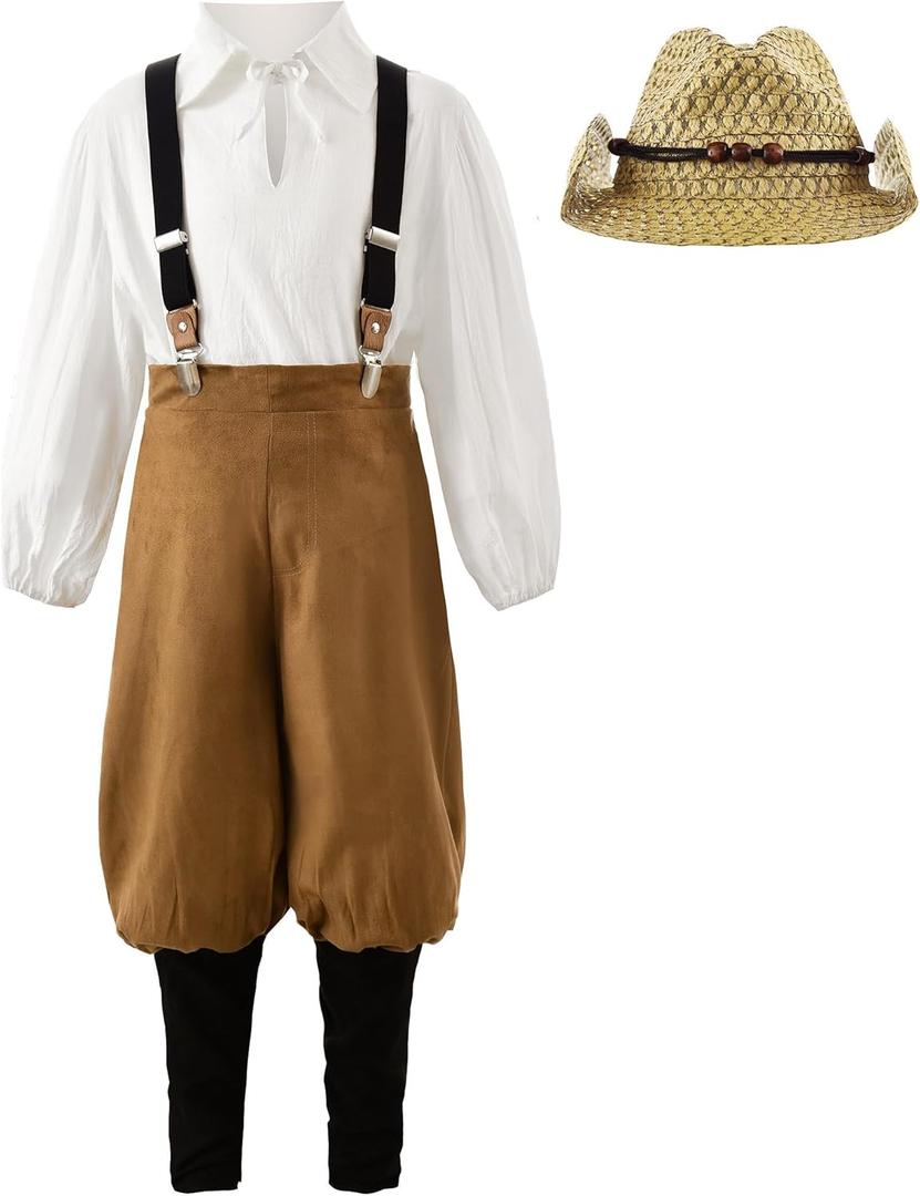 ReliBeauty Boys Pioneer Costume (150, Brown & White)