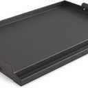Nonstick Cooking Griddle for Gas Grill, Universal Cast Iron Griddle with Removable Handles/ Grease Groove, Large Griddle Flat Top Plate Insert for Camping, Tailgating, Parties, 23＂×16＂