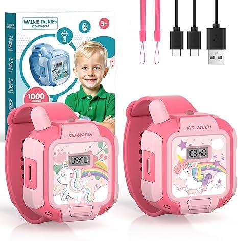 Toys for 3-12 Year Old Girls, Walkie Talkies Handsfree for Kids Rechargeable, Wearable Watch Style, Long Range for Indoor & Outdoor Play, Birthday Gifts for Girls (Pink)