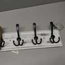 Coat Rack Wall Mount, Wooden Heavy Duty Coat Rack for Wall,6 Triple Coat Hanger Hooks for Hanging Coats,Jacket,Hat,Clothes (Grey White, 6 Hooks)